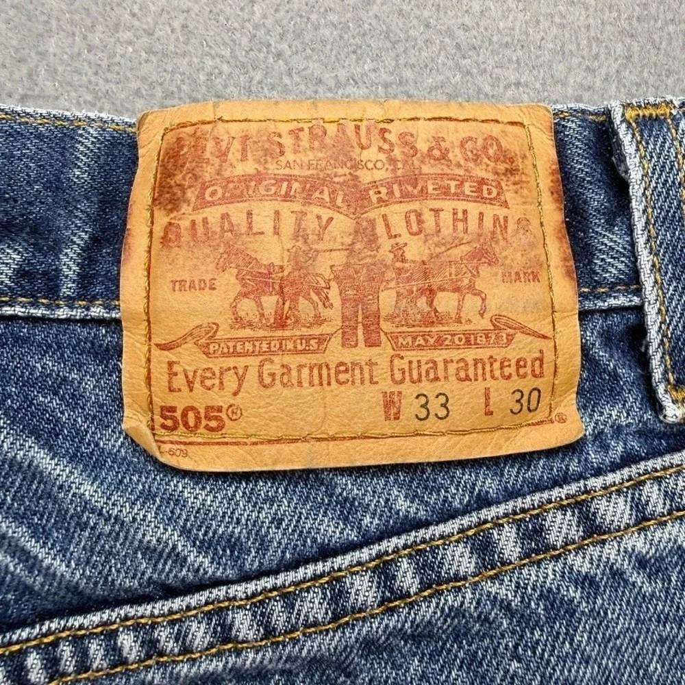 VTG Levis 505 Straight Leg Jeans 33x30 (FIt 30x29) Blue Faded Made in USA Work